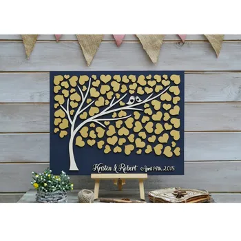 

Custom Golden Rustic Wedding Guest Book Alternatives Tree of Hearts Wedding Engagement Guestbook Wood Tree of Life Wedding Gift