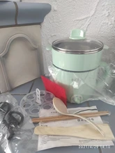 Mini máquina de Cocina eléctrica multifunción para el hogar, olla caliente de una sola/doble capa, olla de arroz multieléctrica, sartén antiadherente, 220V