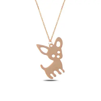 

Angemiel 925 Silver Plate Ornaments Dog Necklace-Rose Gold Plated