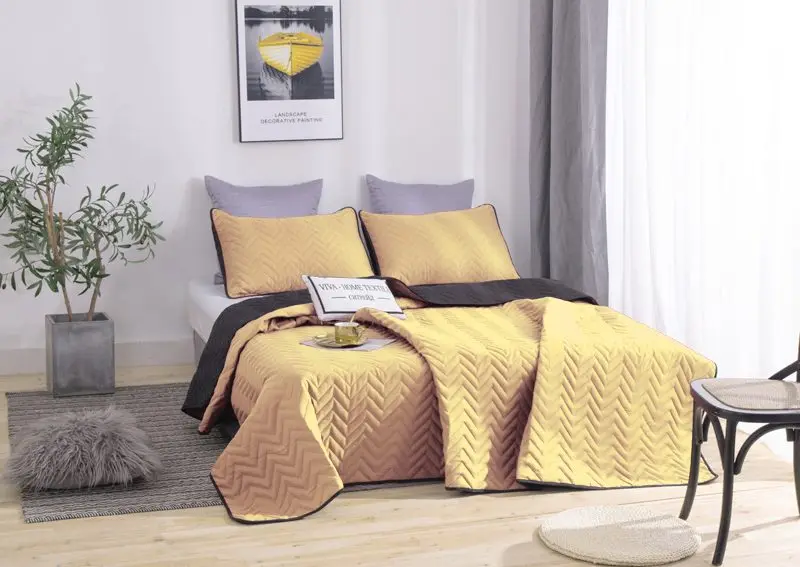 Покрывало однотонное двустороннее и две наволочки ODP011|Покрывало| |