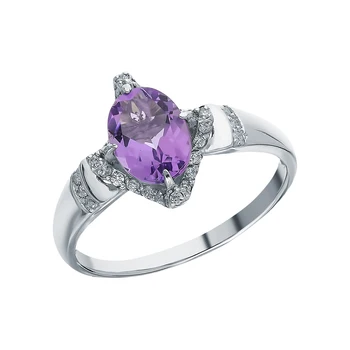 

Silver ring with amethyst and cubic zirconia sunlight sample 925