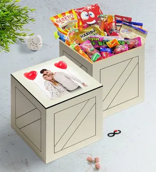 

Personalized Photo In Wooden Box Nostalgic Lezzetler Gift Set