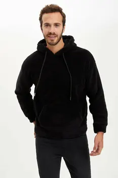 

DeFacto Man's Sweatshirt Men's Casual Black Hoodies Men's Loose Sweatshirts Men's Thick Hoodie Tops-R3066AZ20SP