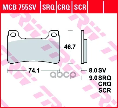 Mcb755sv_!Колодки Дисковые Пhonda Cbr 600/1000 04 Trw/Lucas Mcb755sv TRW/Lucas арт. MCB755SV