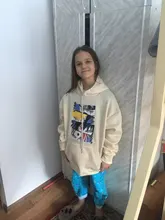 Tops Hoody Spring Harajuku Brown Anime Black Fleece Girls Korean-Style Cartoon Kawaii