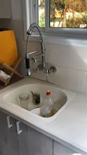 Hand-Sprayer Taps Kitchen-Faucet Wall-Mounted Chrome-Spring Hot-Water-Mixer Pull-Down