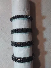 Pulsera magnética elástica de cuentas sencillas, brazalete de cuentas negras, joyería de salud