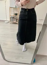 Luck A-Falda vaquera larga Retro Para niña y mujer, falda larga de cintura alta con botones y bolsillos, Vaqueros rectos de talla grande