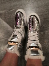 Ankle-Boots Sneakers Warm-Shoes High-Top Women Winter Short Black/sliver LEOSOXS No 