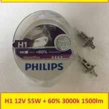 2 шт Philips галогенная лампа H1 12v 55w+ 60% Vision Plus 12258VPS2 для фар