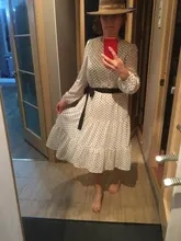 Daily-Dress Long-Sleeve Chiffon Bohemian-Style Southpire Polka-Dot White Casual Women