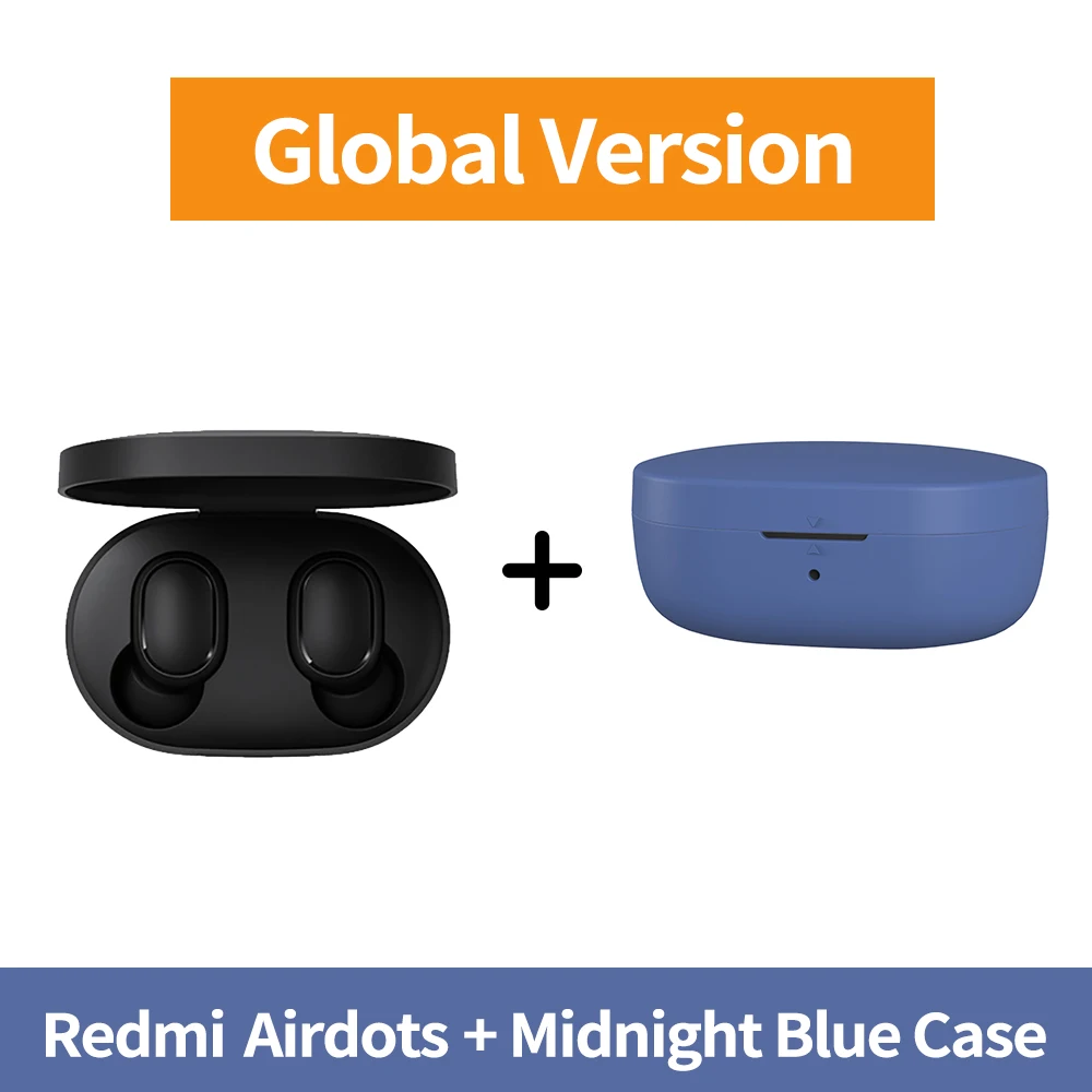 Оригинальные наушники Xiaomi Redmi Airdots беспроводные наушники Голосовое управление Bluetooth 5,0 шумоподавление управление IPX4 - Цвет: GN Add DarBlue Case