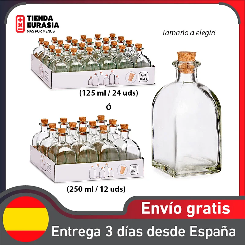 Pack Botellas Frascas De Vidrio Con Tapon De Corcho 500 Ml / 12 Uds con  Ofertas en Carrefour