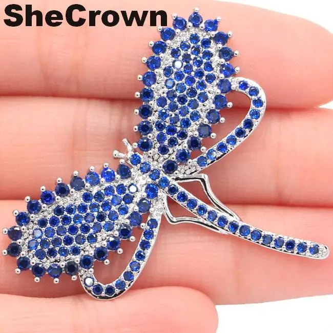

45x39mm Beautiful 13.4g Dragonfly Shape Created Tanzanite Wedding European 2019 Silver Brooch
