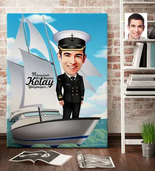 

Personalized Mr Ship Captain Cartoon Canvas Table (70x100 cm.) 1