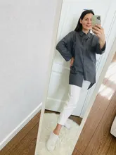 Linen Shirt Blouses Work-Wear Long-Sleeve White Plus-Size 5xl Women Summer Pocket Female