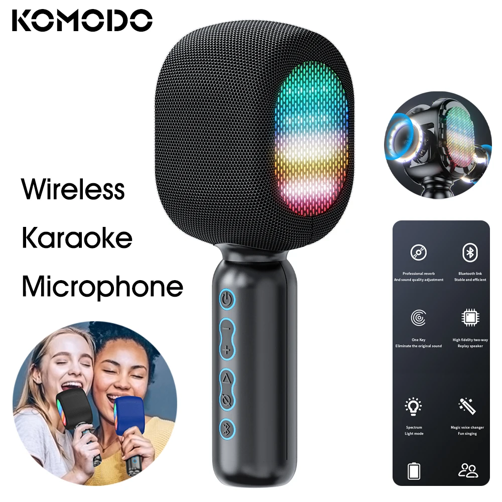 Беспроводной караоке-микрофон KOMODO Bluetooth портативный динамик домашний KTV-плеер со