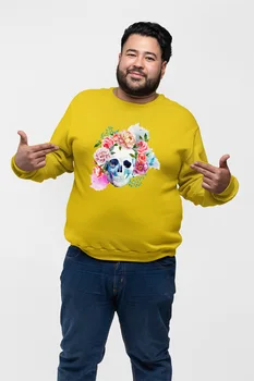 

Angemiel Wear Flowers And Skull And Crossbones Yellow Men 'S Sweatshirt