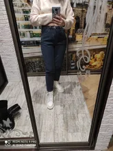 Mom Jeans Clothing Harem-Pants Velvet High-Waist Plus-Size Woman Blue Winter Denim 