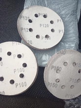Discos de lijado de forma redonda, hoja de lija, papel de lija, 8 agujeros, 60-125, 5 pulgadas, 1200mm, 10 Uds.