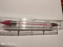 Pluma de cera para punteo de Metal acrílico, dos cabezales, diamantes de imitación, recolector de gemas de cristal, tachuelas artísticas para uñas, 1 unidad