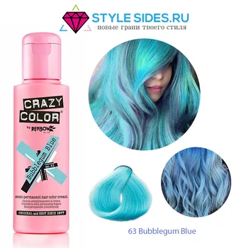 

Crazy color hair dye, crazy color 63 bubblegum blue (Sky Blue) 100 ml.