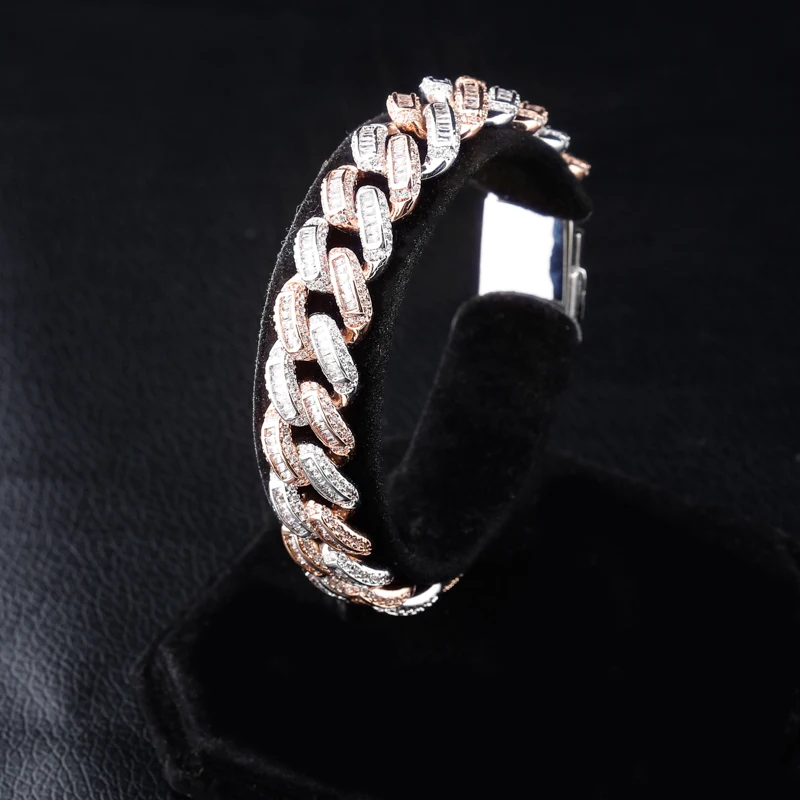 TOPGRILLZ Miami Big Box Clasp 14mm Cuban Bracelet 7.5-9.5 Inch Iced Out Prong Setting Square zircon Hip Hop Jewelry For Men