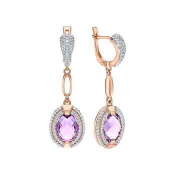 

Silver earrings with amethyst and cubic zirconia sunlight sample 925