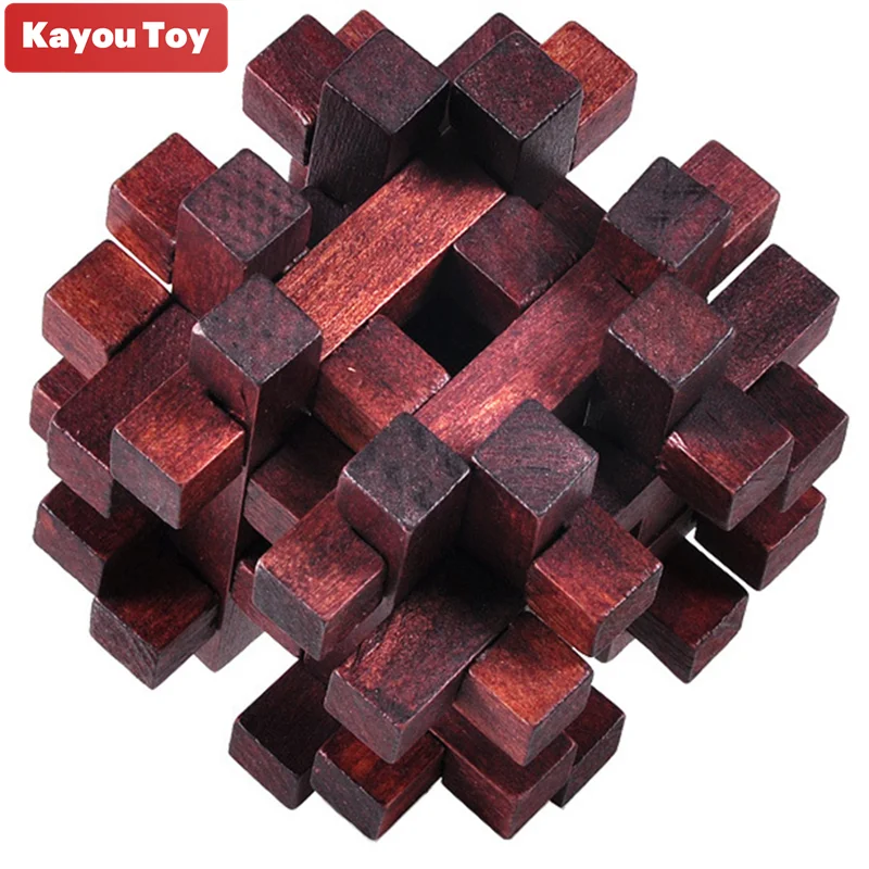 Classic 3D Wooden Interlocking Burr Puzzle Lock Game IQ Mind Brain Teaser Educational Toys For Adults Children