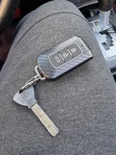 Funda de fibra de carbono para llave de coche, cubierta para MITSUBISHI OUTLANDER 3 Lancer 10 L200 ASX Colt Pajero sport ECLIPSE CROSS con llavero