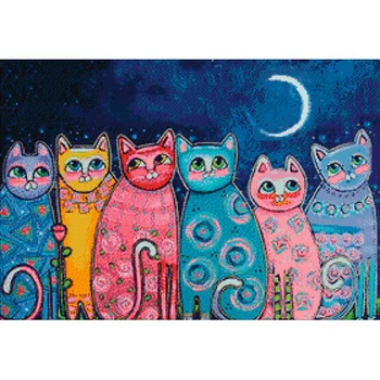 

AG 678 set of d/making paintings with rhinestones 'multi-colored koty' 70*48 cm Granni