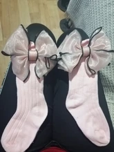 Calcetines hasta la rodilla para niñas pequeñas, calcetín de algodón con lazos, largos, calcetines de Color caramelo