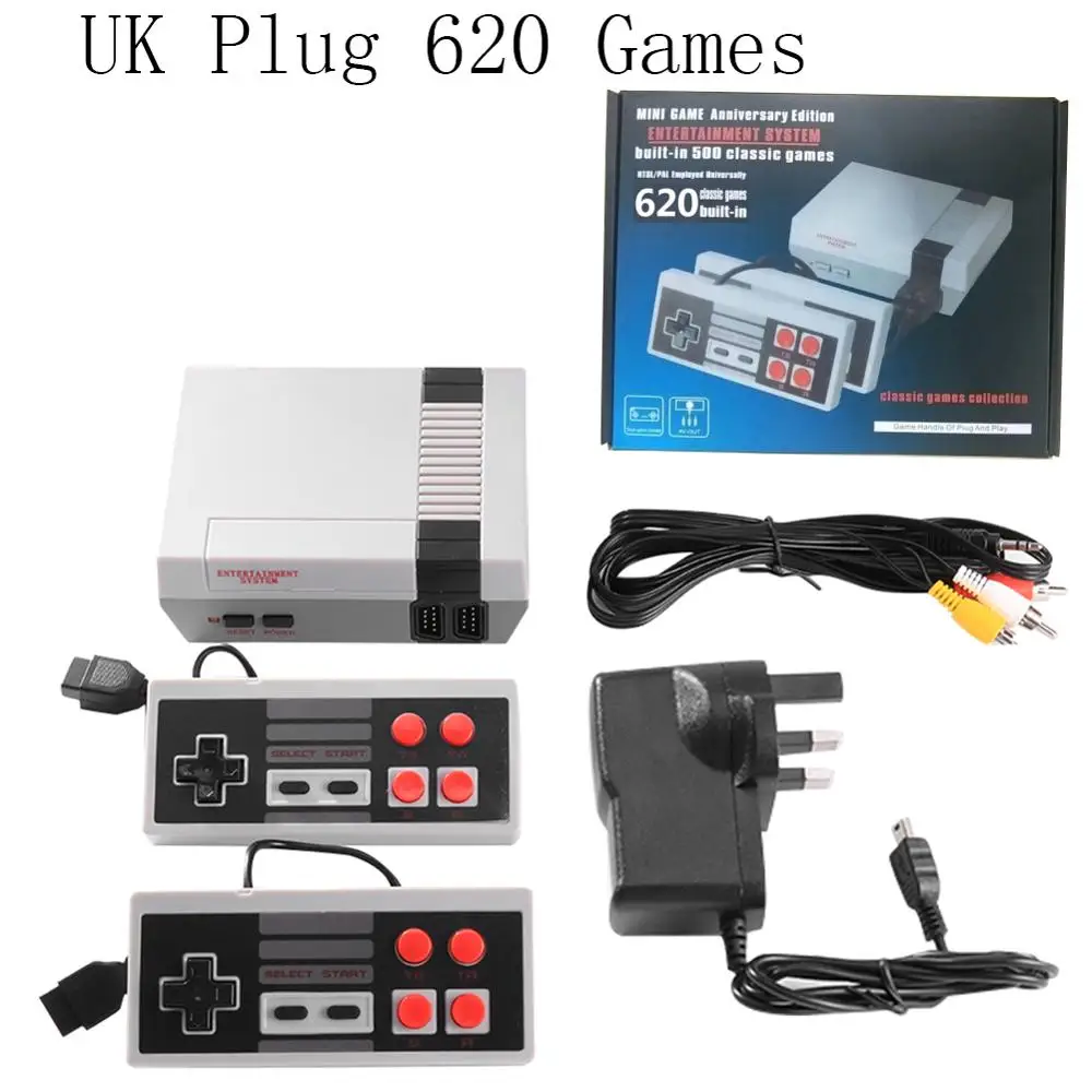 UK Plug 620 Games ALLOYSEED мини 8 бит встроенные 500/620 классические игры Ретро ручной игровой плеер AV порт ТВ игровая консоль детская игровая видео приставка - Цвет: UK Plug 620 Games