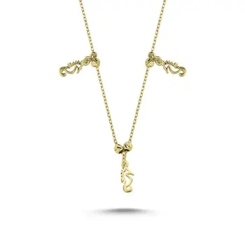 

Angemiel 925 Silver Seahorse Pattern Sterling Dangle Necklace-Gold Plated