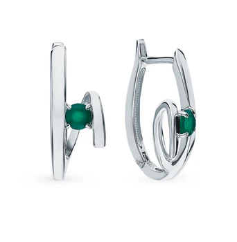 

Silver earrings with agate sunlight sample 925