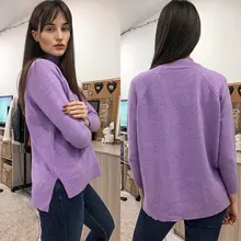 Sweater Pullovers Mock-Neck Beige Purple Winter Green 8-Colors High-Quality Women C-232