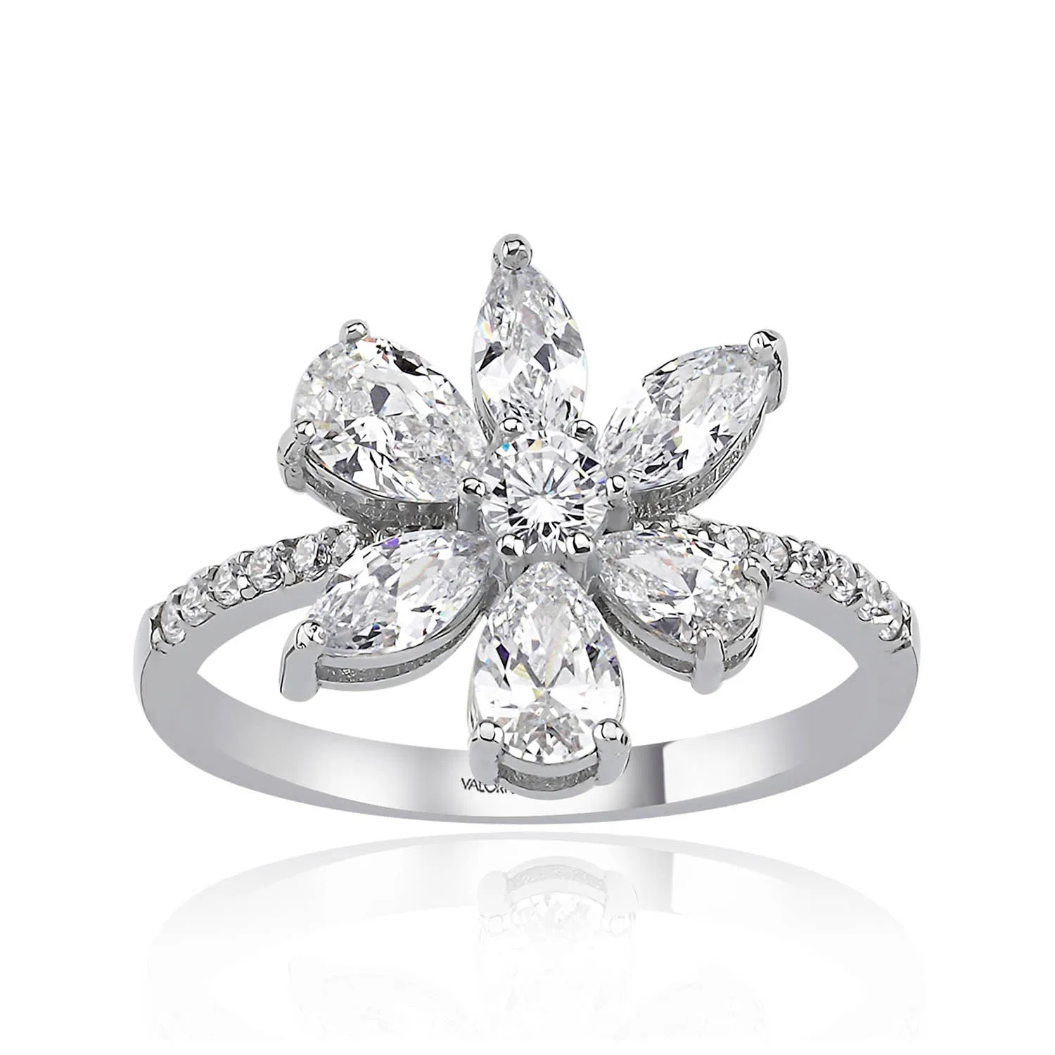 

Асимметричное кольцо в виде цветка магнолии, 2 карата, с белым драгоценным камнем, с цирконом, грушевидная, искусственное серебряное Ювелирное Украшение