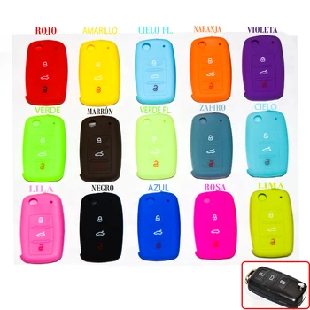 

FUNDA de SILICONA para LLAVE cle ciave key fob AUDI VOLKSWAGEN Seat Skoda VW de 3 botones