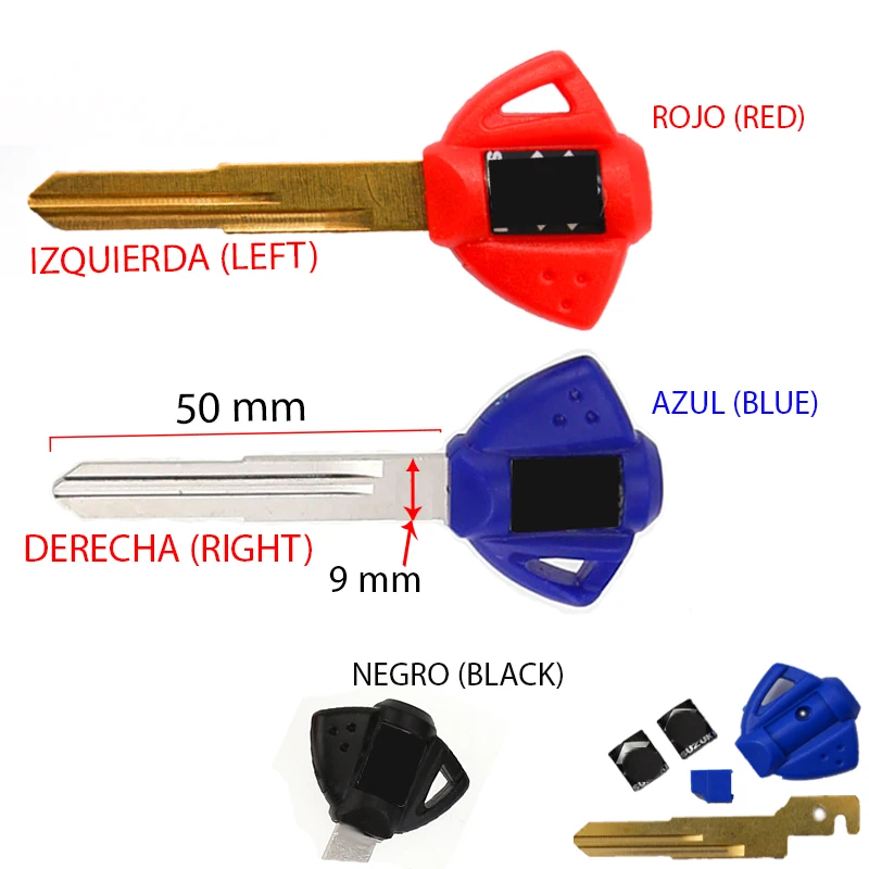 LLAVE para MOTO SUZUKI GSXR GSX 400 600 750 1000 1300 K1 K2 K3 K4 K5 K7 K9 sin ranura de chip, sin chip