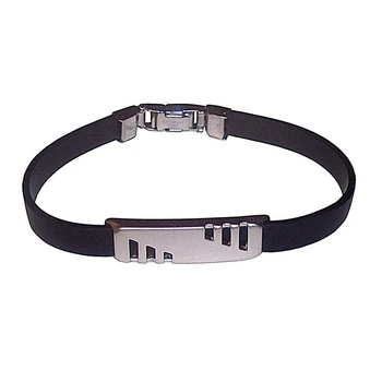 

Stainless steel bracelet black rubber ornament rectangular [1009]