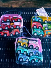 6 uds juguete de modelo de coche atrás coche vehículo móvil camión de bomberos modelo Taxi chico Mini juguetes regalo Diecasts juguete para los niños