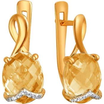 

Esthete earrings with citrine and cubic zirconia in red gold