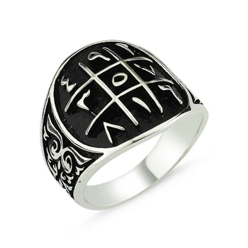 

Silver 925 Sterling Numerological Motif Male Ring