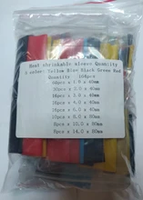 Kit de tubos termorretráctiles de aislamiento de poliolefina, surtido de encogimiento de calor, Cable de tubo de alambre 2:1, 127/164/328/530 Uds.
