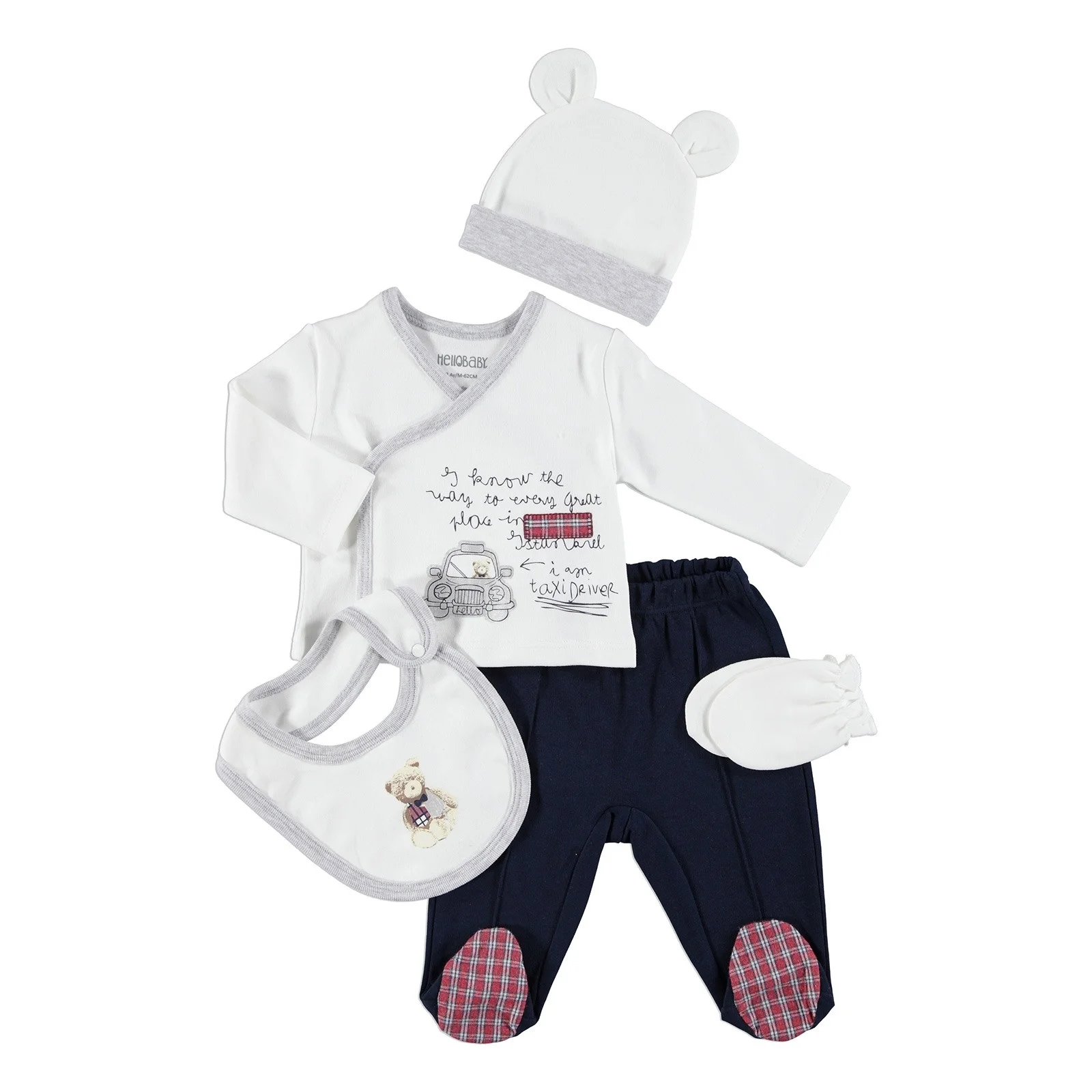 Ebebek HelloBaby такси водитель Плюшевый Медведь Новорожденный ребенок больница пакет 5