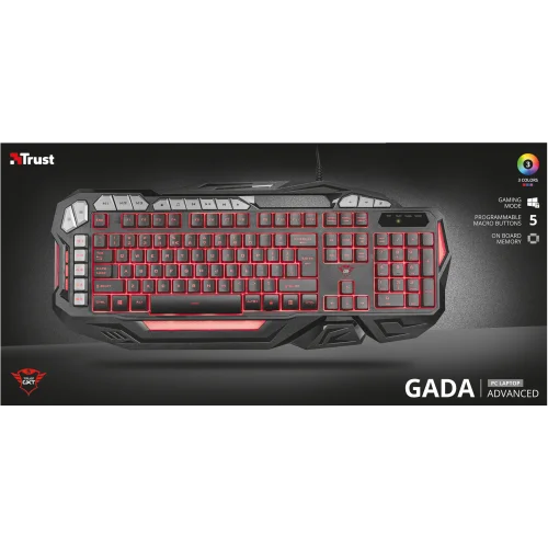 Игровая клавиатура 21201 Trust GXT 285 Advanced 8 доп клавиш 5 макросов металл подсветка