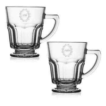 

Personalized 2'li Casablanca With Handle Cup Reliable Quality Simple Personalized Gift Option Tea Coffee Water Transparent