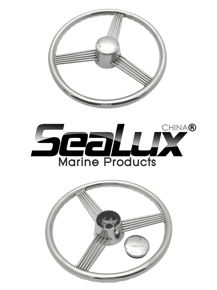 Sealux 13,5 Zoll Spike Design Sportrad mit Handgriff Edelstahl 304 für Yachtboot – Detail 1