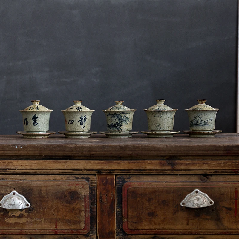 1 шт. WIZAMONY маленький синий и белый Gaiwan древней китайской глазурь Цзиндэчжэнь Чай набор чайная чашка для различных Чай фарфор