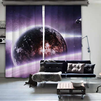 

Cipcici Interplanetary Voyage 2 Panel Curtain For Livingroom Luxury Modern Window Curtain Bedroom Blackout Darkering Thick